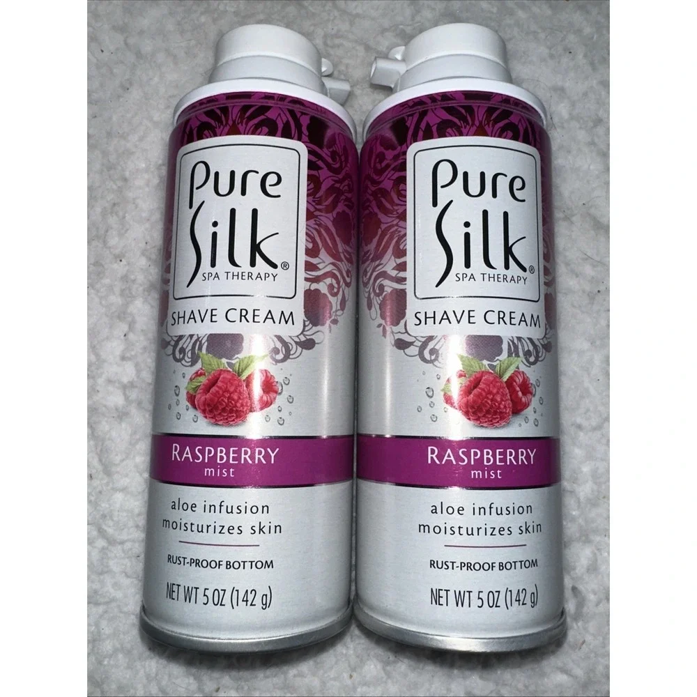Pure Silk Shave Cream with Aloe, Raspberry Mist, 5 OZ Lot Of 2